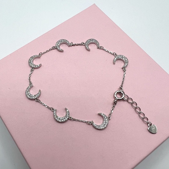 Sterling Silver RP CZ Crescent Bracelet - Picture 4 of 17
